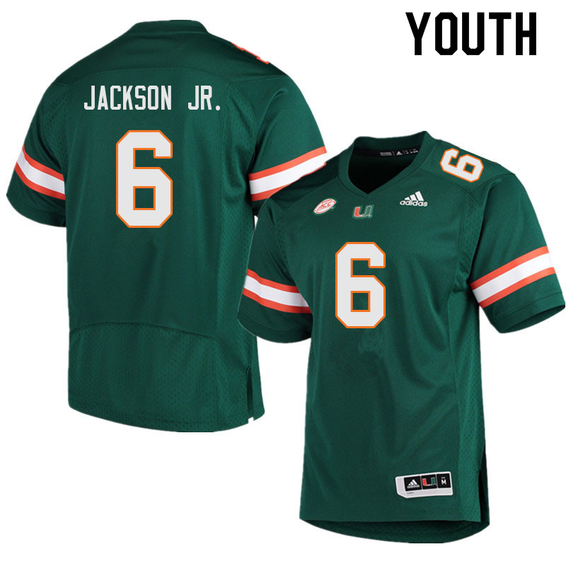 Youth #6 Darrell Jackson Jr. Miami Hurricanes College Football Jerseys Sale-Green - Click Image to Close